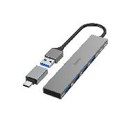 hama hub 3.0 4 puertos 5gbps slim + adap usb-c