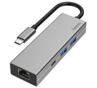 HAMA Hub Multipuerto USB-C con LAN, 2x USB-A y USB-C