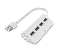 Hama | Hub USB 2.0 4 Puertos Compacto Plug & Play Blanco | Amplía un puerto USB a 4 conexiones, ideal para teclado, ratón, memorias USB y otros accesorios, Blanco