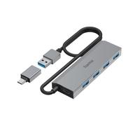 Hama | Hub USB-A 4 Puertos USB 3.2 con Adaptador USB-C
