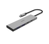 Hama | Hub USB-C (4 Puertos - 2X USB-A + 2X USB-C, USB 3.2 Gen2 hasta 10 Gbit/s, Power Delivery 100 W, Carcasa de Aluminio) Gris
