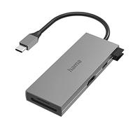 HAMA | HUB USB-C con 6 Puertos (Adaptador Universal Multipuertos con 2 USB A, 1 USB-C, 1 HDMI, 1 Lector de Tarjetas SD y Micro SD, Transferencia de Datos hasta 5 Gbits/S, Concentrador USB) Color Gris