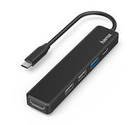 HAMA | Hub USB Tipo USB-C (1/3 Puertos USB A, 1 Puerto USB Tipo C, 1 Puerto HDMI, Ultra HD 4K) Color Negro
