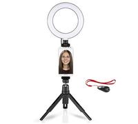Aro de luz + soporte - Hama Foco LED-RL 67, 10 niveles, 48 LEDs, USB, Negro