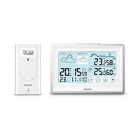 Hama I Estación meterológica con pantalla digital, Blanco | DCF, Higrómetro, Sensor Exterior, Alarma