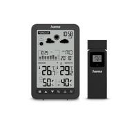 Hama I Estación meterológica con pantalla digital, Negro | "Ko Samui", DCF, Higrómetro, Fase lunar, Alarma por helada, Indicador confort