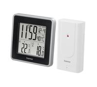 Hama I Estación meterológica pantalla digital Interior y Exterior, Negro | Estación meteorológica casa, "EWS Intro", DCF, Termómetro, Reloj, Calendario, Alarma