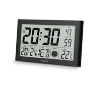 Hama I Reloj de Pared DCF con termómetro e higrómetro (Martinica, Decoración Pared, Reloj Digital, Alarma, Fase Lunar) Negro