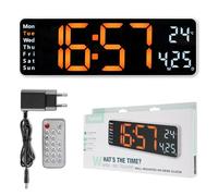Hama I Reloj de Pared Digital con termómetro, Blanco | Santa Cruz, Decoración Pared, Reloj Digital, Temporizador, Alarma, Cronómetro, Mando a Distancia