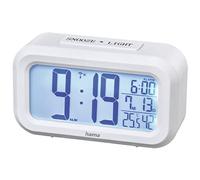 Hama I Reloj Despertador Digital radiocontrolado (RC 660", Reloj sobremesa, Alarma, Termómetro, Pilas) Blanco