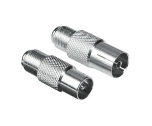 Hama Juego de 2 adaptadores SAT (acoplamiento F a enchufe coaxial y acoplamiento F a acoplamiento coaxial)