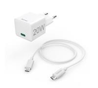 Hama | Kit Cargador USB-C 20W con Cable de Carga rápida | Incluye cable USB-C y carga rápida Power Delivery para smartphones compatibles, Blanco
