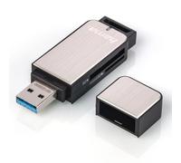 Hama - Lector de Tarjetas Externo (SD, MicroSD, USB 3.0), Color Plateado plata