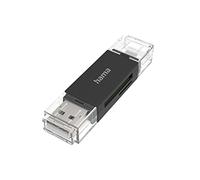 Hama | Lector de Tarjetas USB OTG USB-A + Micro-USB USB 2.0 (Compatible SD/microSD hasta 2 TB, Transferencia Alta Velocidad) Color Negro