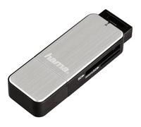 Hama | Lector tarjetas USB 3.0 SD microSD alta velocidad, Plata | Compatible con SD, SDHC, SDXC y microSD. Transferencia hasta 5 Gbit/s. Intercambio directo entre tarjetas.