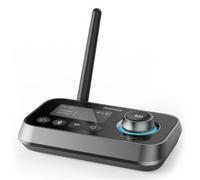 Hama | Transmisor Receptor Bluetooth 5.2 (APTX y Jack 3,5 mm + Óptico, Pantalla LCD, Receptor Emisor Bluetooth para TV, Auriculares, Altavoces, Emisor Adaptador con Aux 3.5mm) Color Negro