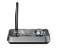 Hama Link.it Duo - Transmisor Receptor Bluetooth para TV estéreo, Pantalla de Audio y Video, Adaptador Bluetooth multipunto para 2 Fuentes, Baja latencia, USB-C, Jack, Fibra óptica, Color Negro