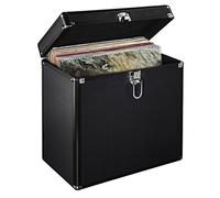 Hama Maletín LP con Aspecto de Aluminio (para Guardar 50 Discos de Vinilo, con Cerradura), Color Negro, Negro, Talla única