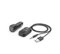 Hama Manos Libres Bluetooth para Coche con Entrada Auxiliar (con Cargador USB de 2 vías, Llamadas inalámbricas y Escuchar música a través del Altavoz del Coche, Adaptador Jack de 3,5 mm, Audio para