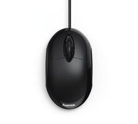 Hama Ratón Óptico con conexión USB, para Zurdos y Diestros, Cable de 1.30 m, Ratón MC-100 con Cable Negro, Color Negro