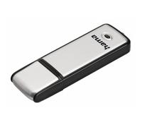 Hama | Memoria USB 128 GB (Fancy USB 2.0 de Gran Capacidad Diseño Elegante de Aluminio Tapa Protectora con Ojal para Llavero) Negro/Plata