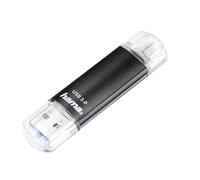 Hama | Memoria USB Dual OTG 16 GB (Laeta Twin USB 3.0 + Micro 2.0 para PC y Smartphones OTG Carcasa Aluminio 40 MB/s) Negra