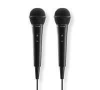 Hama | Micrófono dinámico con Cable para Karaoke y Voz. (Micro de Mano con Interruptor, Conector Jack 3.5mm y Adaptador de 6.3mm, Cable de 2.5 Metros para Fiestas) Negro.