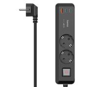 Hama Multiprise, 2 enchufes, USB-C/A 65W, PD, Interruptor, 1,4 m, n/Gris