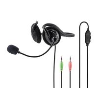 Hama NHS-P100 Auriculares supraaurales con cable estéreo negros, con volumen ajustable y silenciamiento del micrófono.
