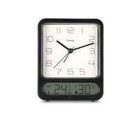Hama Pag - Reloj Despertador con termómetro/higrómetro, sin tictac, Color Negro