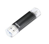 Hama | Pendrive Dual USB-A y Micro USB de 64 GB, Memoria USB 3.2, Negro | Para Móviles Android, Tablets y PC, Transferencia de Fotos y Archivos a 40 MB/s, Almacenamiento Compacto