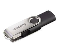 Hama | Pendrive USB 2.0 de 8 GB, Memoria USB-A de 10 MB/s, Negro y Plata | Para Uso Diario, Diseño Giratorio Sin Tapa, Ideal para Documentos y Archivos Pequeños