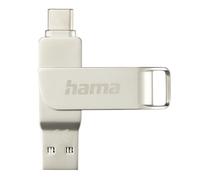 Hama | Pendrive USB-C y USB-A Dual 256 GB | Memoria USB 3.1 de Alta Velocidad 100 MB/s | Diseño Giratorio de Metal | Compatible con PC, Móvil y Tablet | Color Plata
