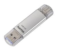 Hama | Pendrive USB-C y USB-A Dual de 16 GB, Memoria USB 3.2 40 MB/s,Plata | Diseño Compacto de Metal para Móviles, Tablets y PC