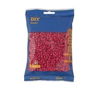 Hama Perlas 201-29 bolsas de perlas para planchar con aprox. 3000 cuentas medianas para manualidades con diámetro de 5 mm en color rojo violeta, diversión creativa para grandes y pequeños