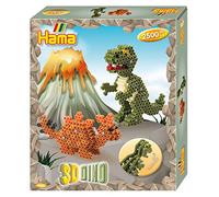 Hama Perlen 3250 Geschenk-Set 3D Dinos mit ca. 2.500 bunten Midi Bügelperlen mit