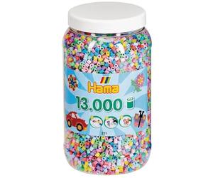 Hama Perlen 211-50 Caja de Perlas para Planchar con Aprox. 13.000 Perlas de Bricolaje Midi de 5 mm de diámetro en Mezcla de Colores Pastel, diversión Creativa para niños y Adolescentes