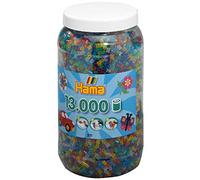Hama Perlen 211-54 Perlas para Planchar XXL Lata con Aprox. 13.000 Perlas de Colores Midi para Manualidades de 5 mm de diámetro en Mezcla Transparente con Purpurina