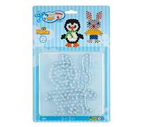 Hama Platos para planchar Perlen 8106 - 2 unidades, cuentas 10 mm, transparente, pingüino y conejo