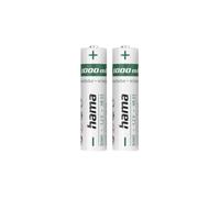 Hama | Pilas Recargables (2 Pilas AAA, Recargables, 1000 mAh, Carga rápida) Color Blanco