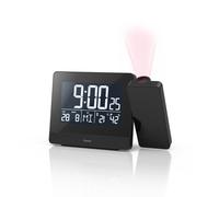 Hama | Reloj Despertador Digital con proyección de la Hora en Techo o Pared (Radio Reloj Despertador, Sensores táctiles, 2 alarmas, Hora, Calendario, Termómetro, Higrómetro, Carga USB) Negro