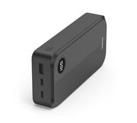 Hama | Power Bank 20.000 mAh con Pantalla LED y 3 Salidas | Pantalla LED, carga rápida y 3 salidas (2 USB-C y 1 USB-A) para cargar varios dispositivos simultáneamente, Negro