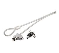 Hama | Candado Para Portátil (Candado de seguridad con Llave para Portátil, 1.80 m, cable de Acero) Color Plata
