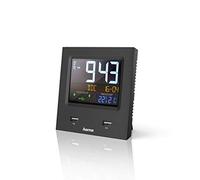 Hama | Radio Despertador con termómetro e higrómetro, con Puerto USB para Cargar un Dispositivo, 2 alarmas programables, Alarma Creciente