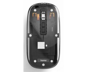 Hama Ratón multidispositivo WM-600, inalámbrico, radio/BT, plano, 6 botones, transparente