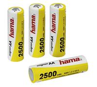 Hama - Rechargeable NiHH Batteries, Níquel e Hhidruro Metálico, 2500 mAh, 1.2 V, AA Mignon, 4 Piezas, 30 g