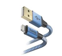 Hama Reflective - Cable de carga USB A a Lightning, nailon, 1,5 m (cable de carga para iPhone, cable Lightning para iPhone 14 13 12 11 Pro Max Plus mini SE XS Max XR X 8 7, iPad Pro Air mini,