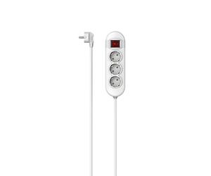 Hama | Reglera de 3 Tomas (Enchufe múltiple, Tomas 45°, Cable de 1.4m, con Interruptor) Blanco