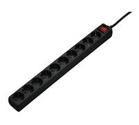 Hama | Regleta 10 enchufes con Interruptor. (Ladrón enchufes múltiple, Cable 3m, protección Infantil, Tomas a 45 Grados, Montaje en Pared) Negro
