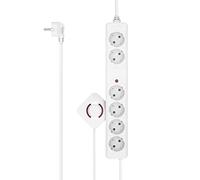 Hama | Regleta Blanca de 6 Enchufes con Interruptor de Pie, Cable de 3m (1.5m + 1.5m), Tira de Enchufes de Pedal, Base Múltiple con Seguridad Infantil, 3680W - Blanco